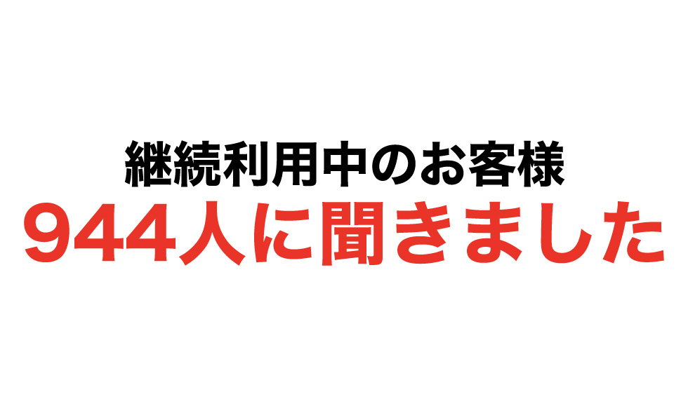 継続利用中のお客様 944人に聞きました