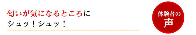 [体験者の声]匂いが気になるところにシュッ！シュッ！