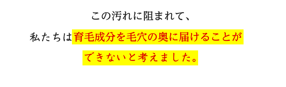 この汚れに阻まれて、育毛成分を毛穴の奥に届けることができないのです。