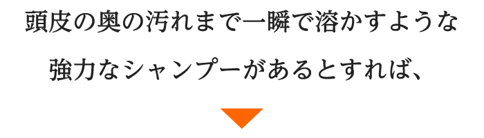 頭皮の奥の汚れまで一瞬で溶かすような強力なシャンプーがあるとすれば、