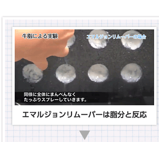 エマルジョンリムーバーは脂分と反応