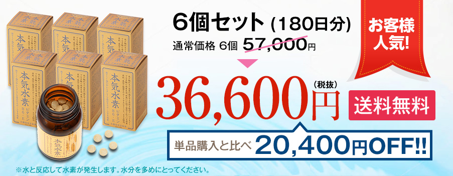 6袋セット(180日分) 36,600円(税抜) 送料無料